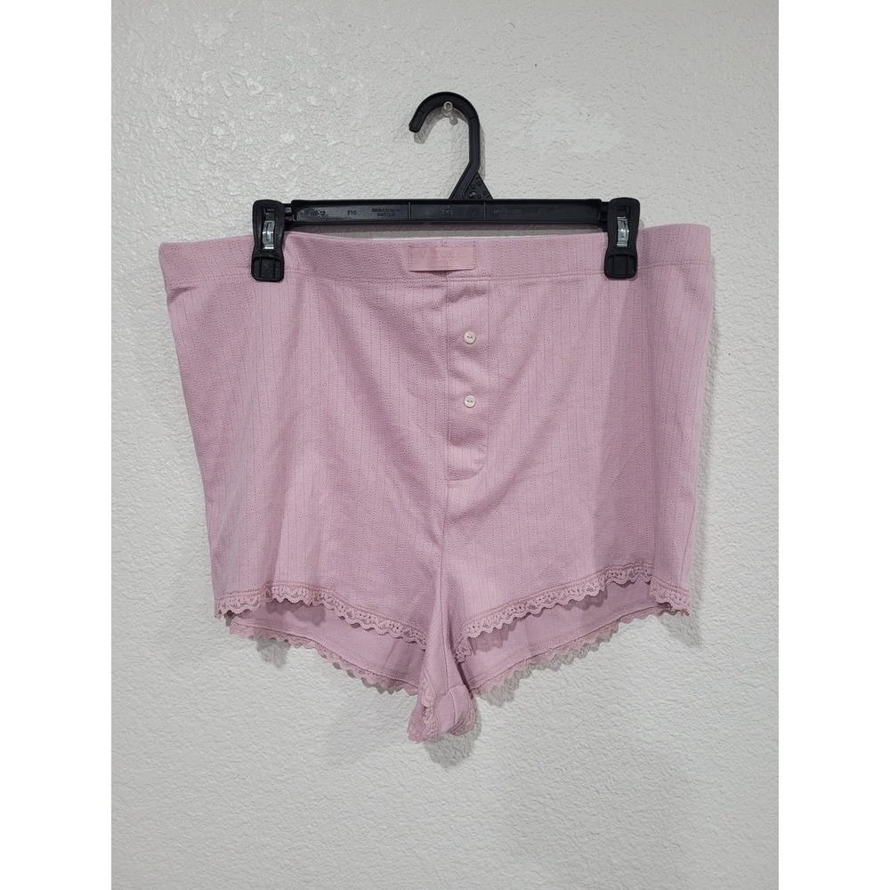 Victoria's Secret Pink Pointelle Lace Trim Pajama Shorts XL Mauve Lounge #P3